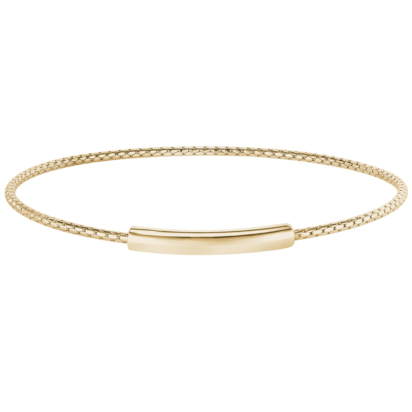 Opening Cable Cuff Bracelet with Polished Bar