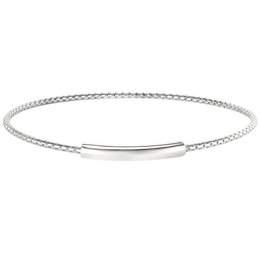 Opening Cable Cuff Bracelet with Polished Bar