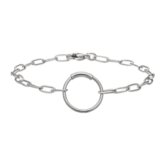 Paper Clip Bracelet with Center Circle Station