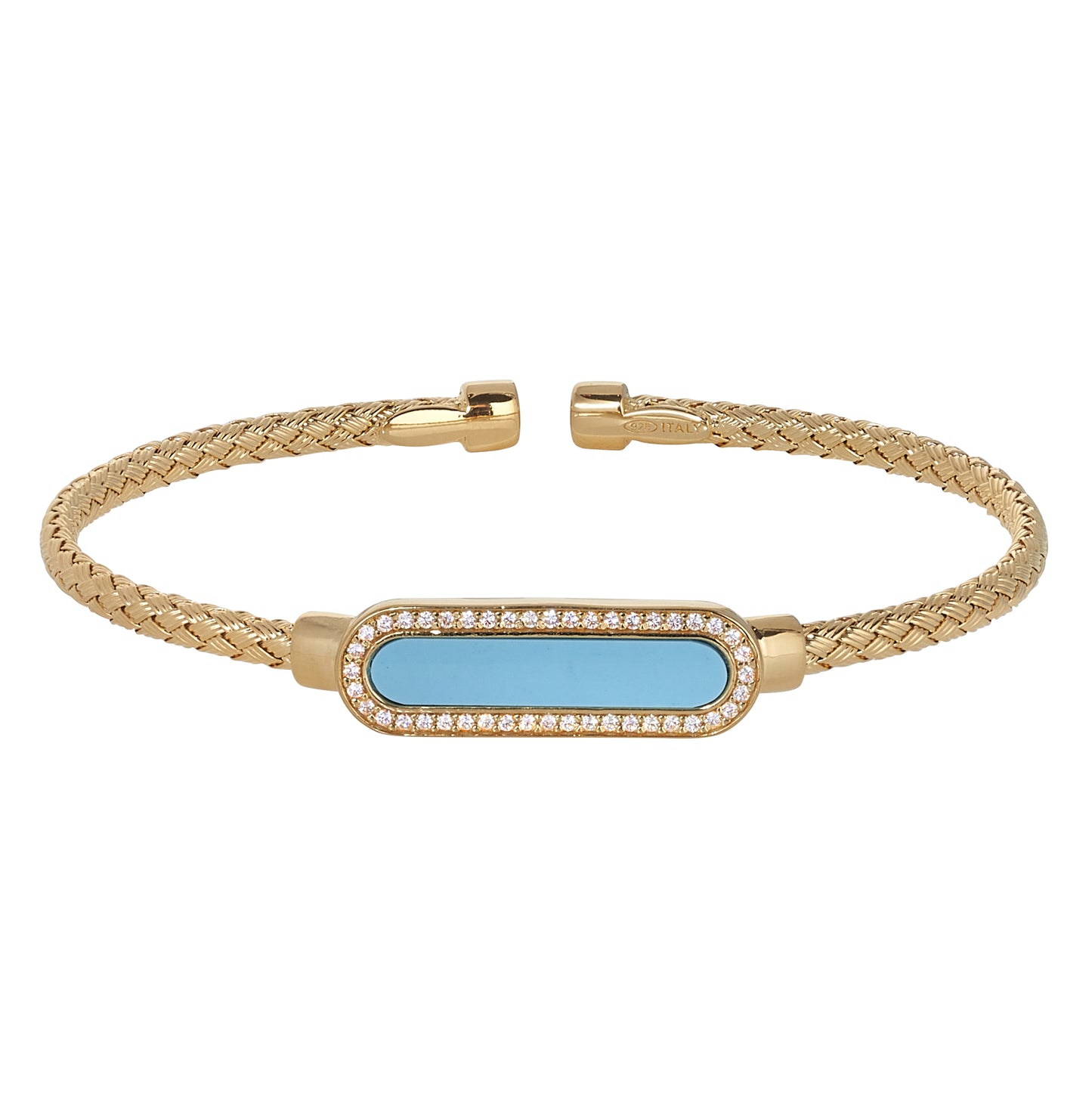 Basketweave Cuff Bracelet with Turquoise Stone