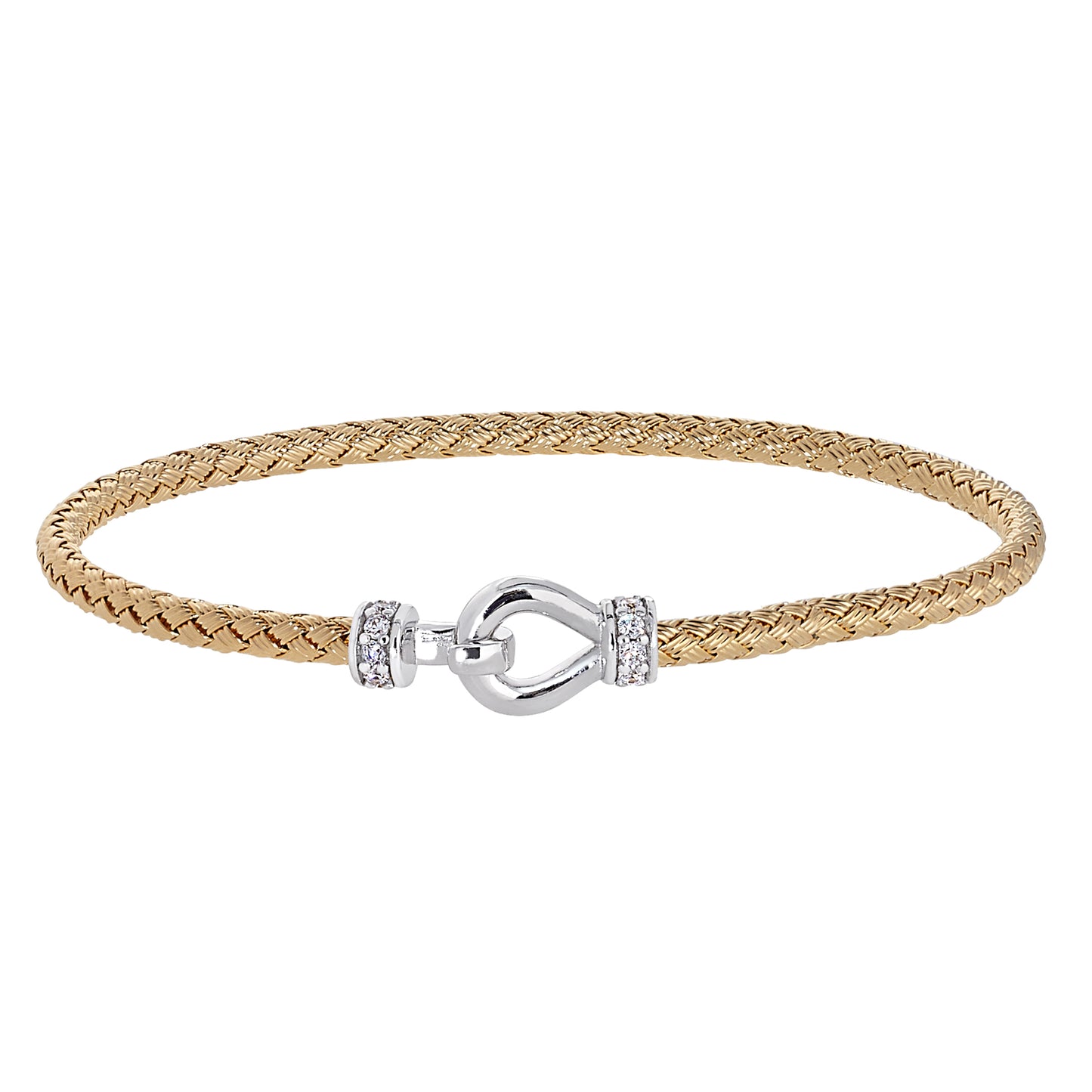 Loop and Hook Top Closure Basketweave Bracelet   (LL7170B-G-RH)