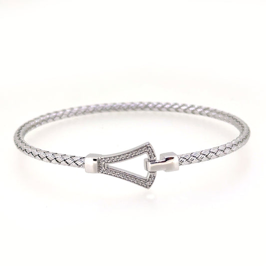 Triangle Buckle Basketweave Bracelet