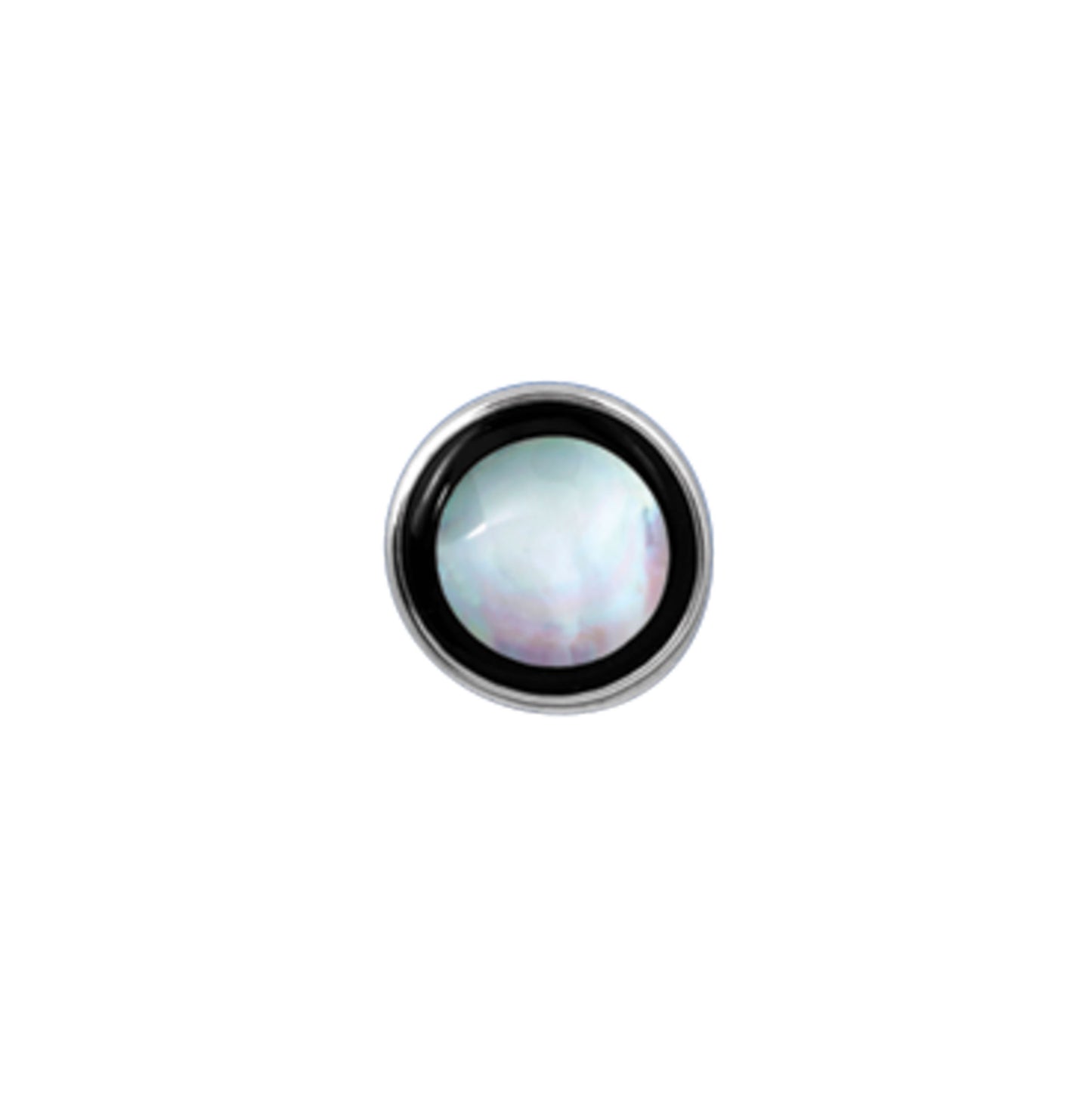 Round Mother of Pearl Tie Tack with Onyx Border