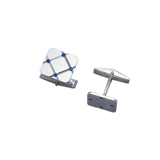 Grid Cufflinks with Sapphire