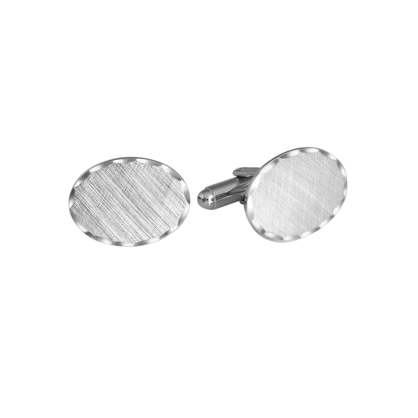 Oval Florentine Cufflinks with Scalloped Border