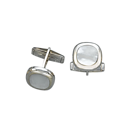 Cushion Cufflinks with Mother of Pearl Inlay Center