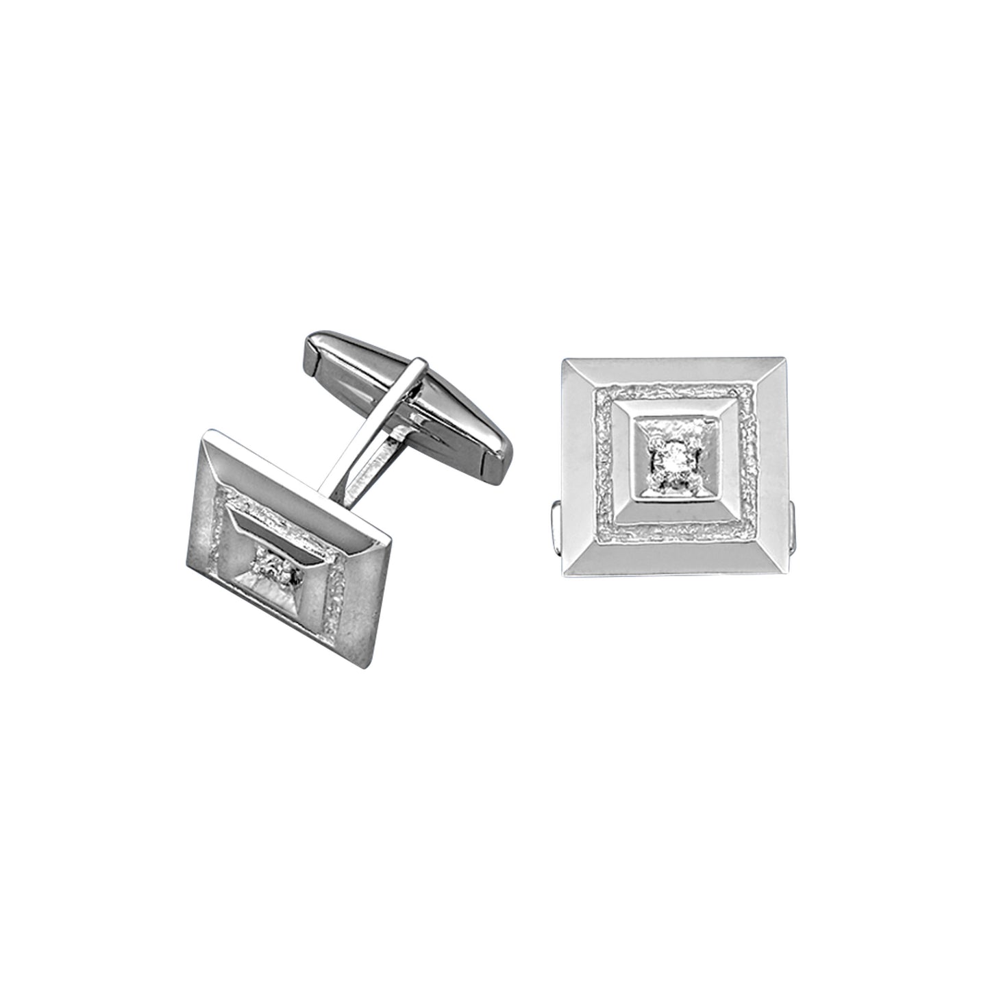 Pyramid Square Cufflinks with Diamond Accents