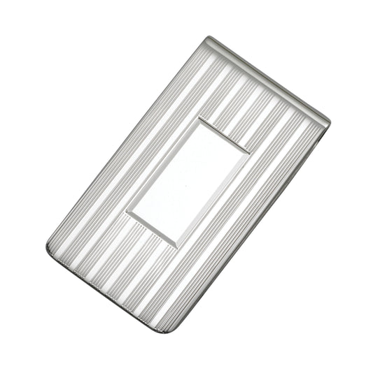 Wide Lined Money Clip with Rectangle Signet