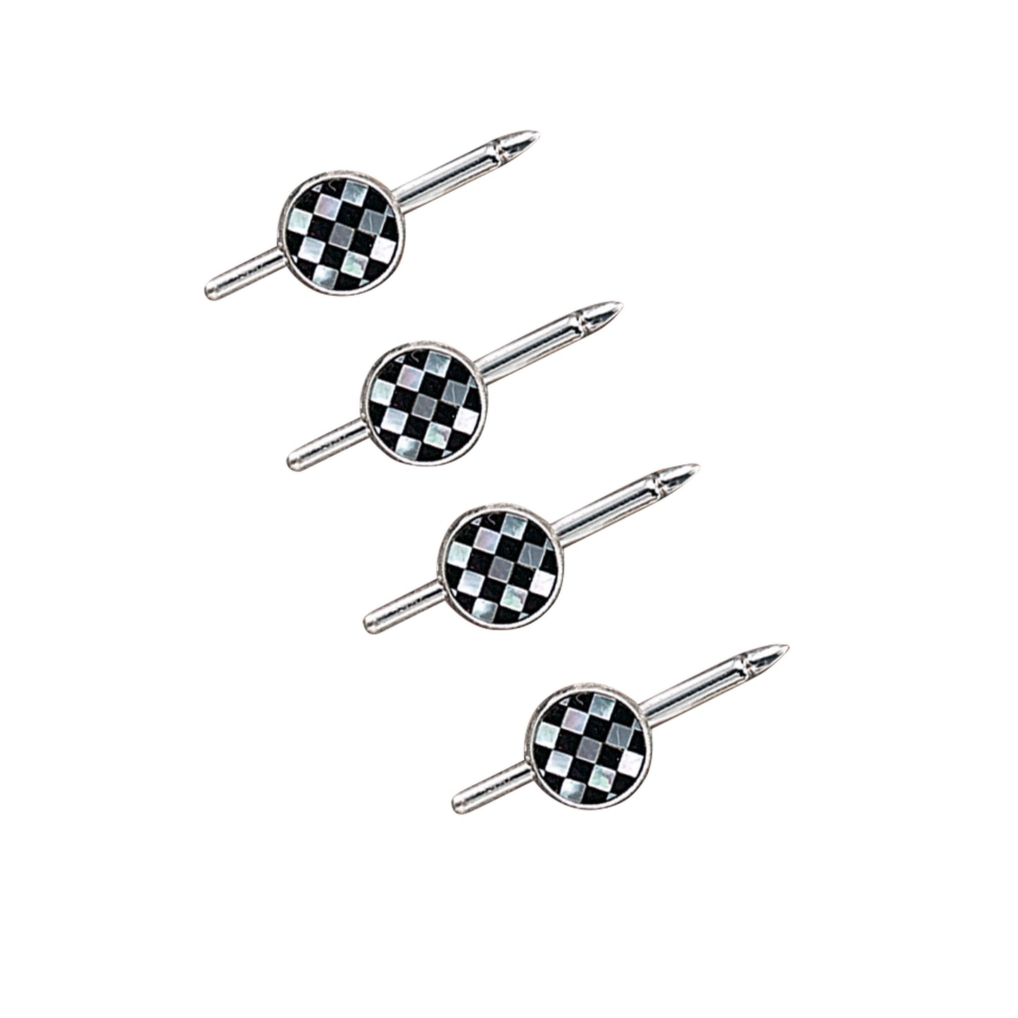 Round Onyx and Mother of Pearl Checkered Stud Set