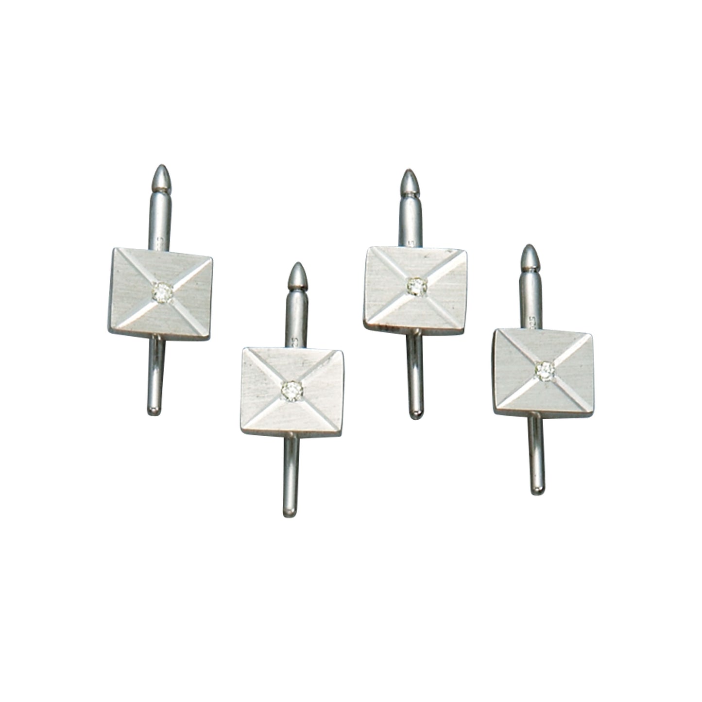 Rectangle Satined Stud Set with X and Central Diamond