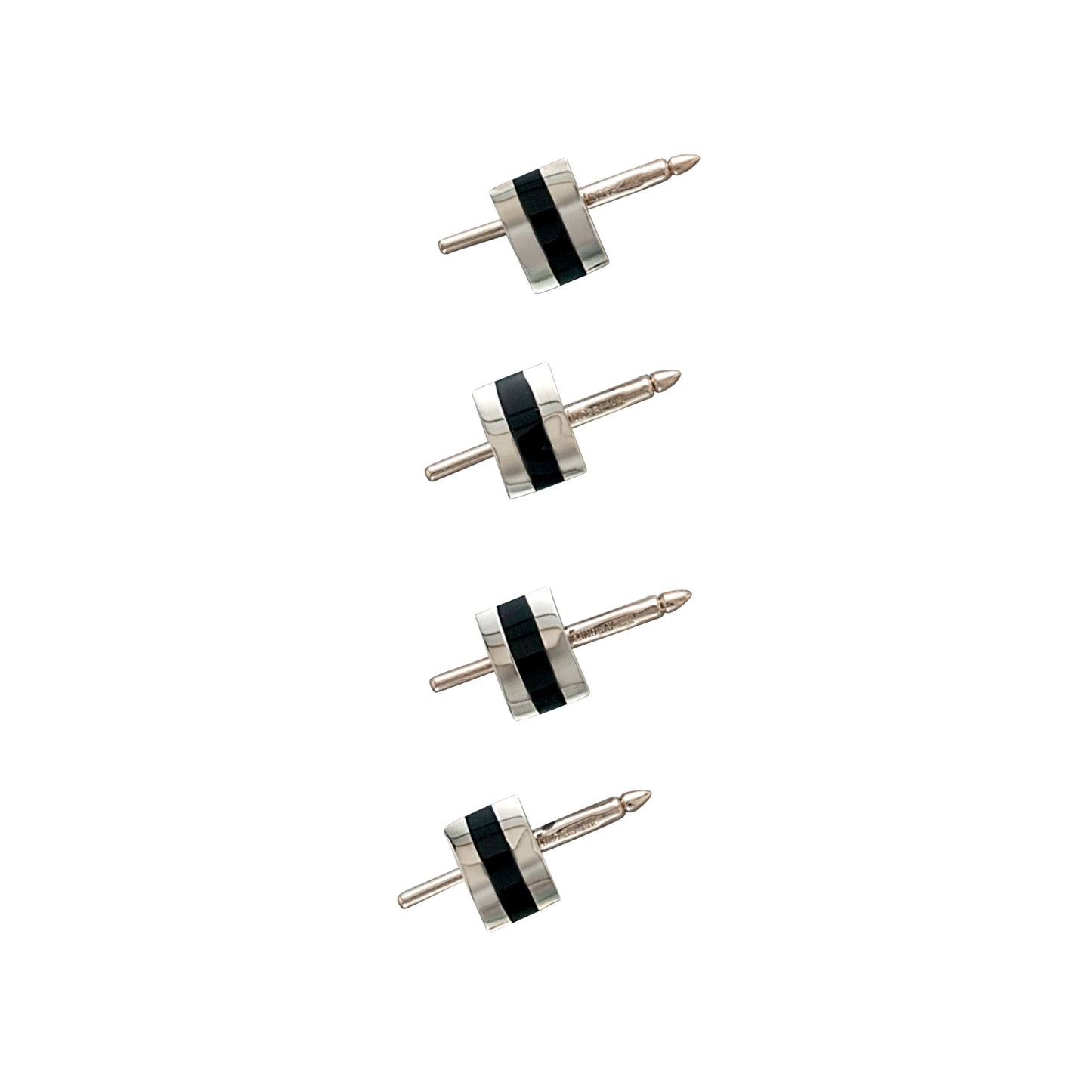 Curved Rectangle Stud Set with Onyx Inlay Stripes