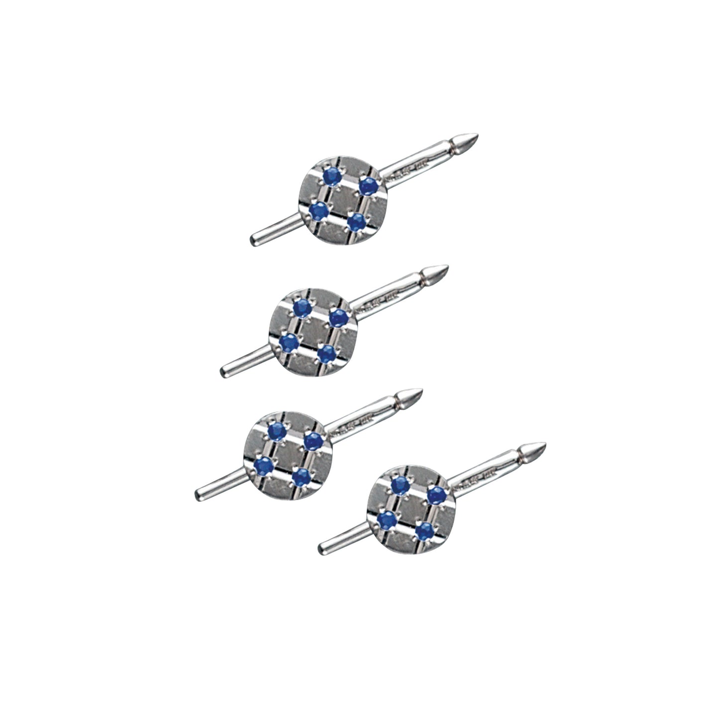 Round Grid Stud Set with Sapphires