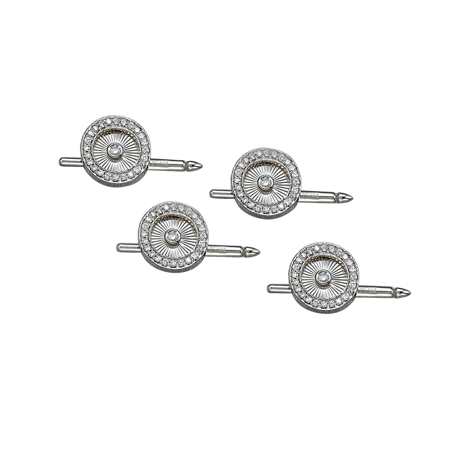 Round Sunray Stud Set with Diamond Border