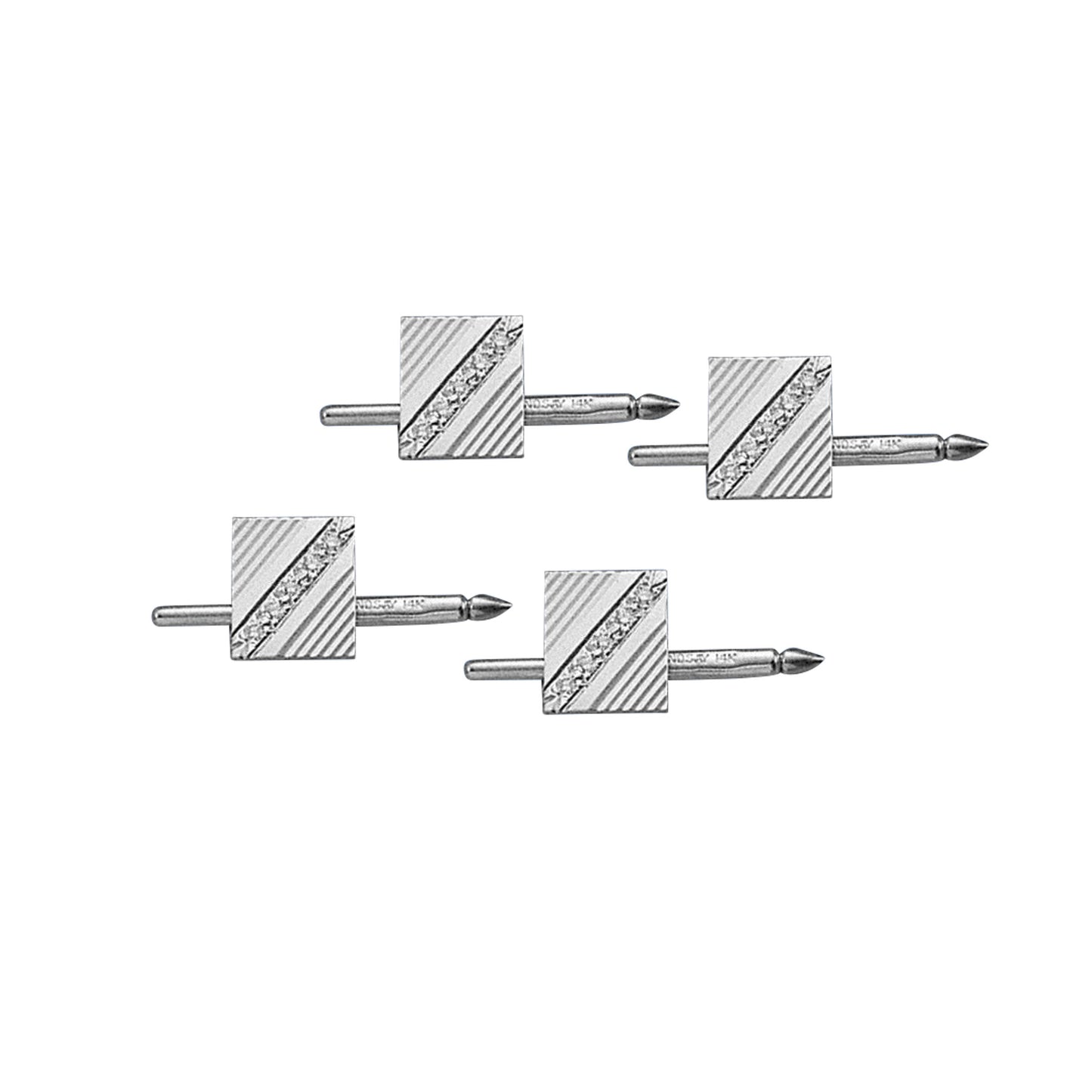 Rectangle Diagonal Lined Stud Set with Central Diamond Stripe