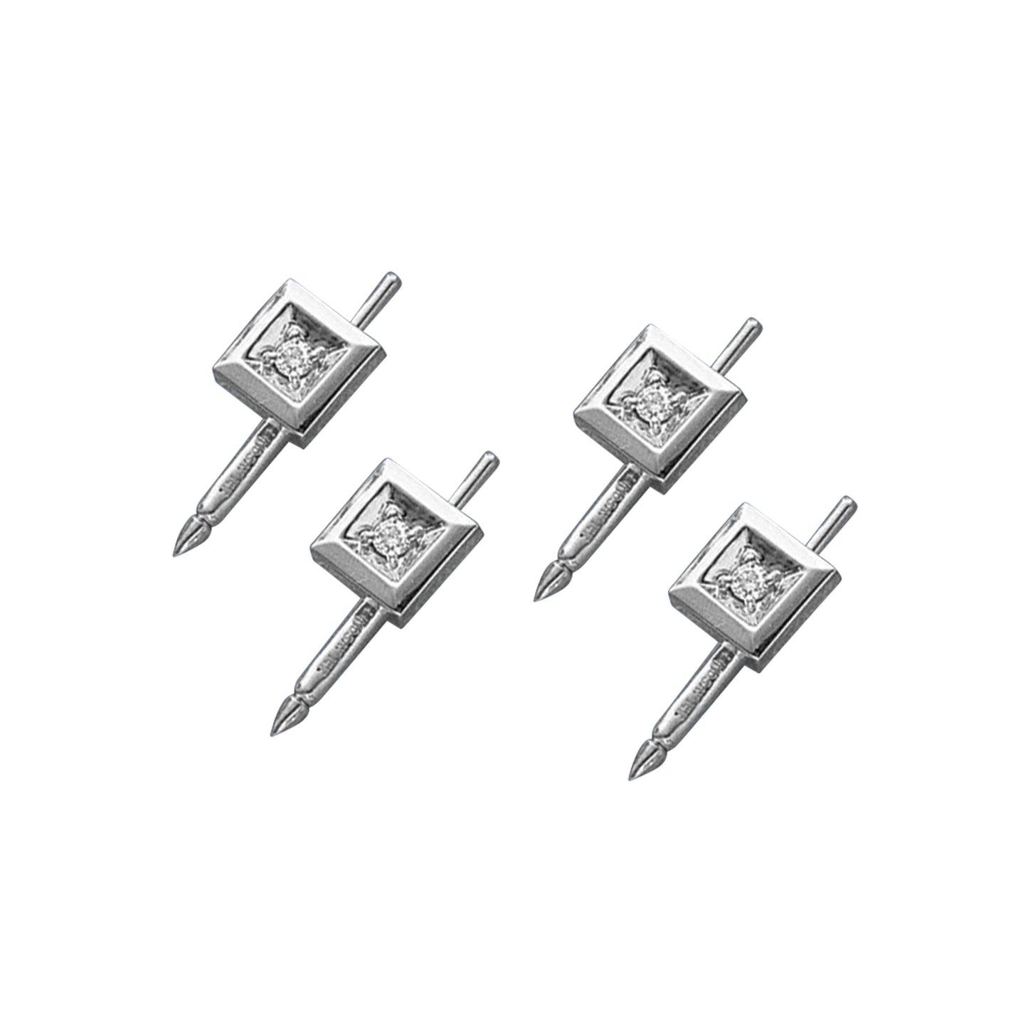 Pyramid Square Stud Set with Diamond Accents