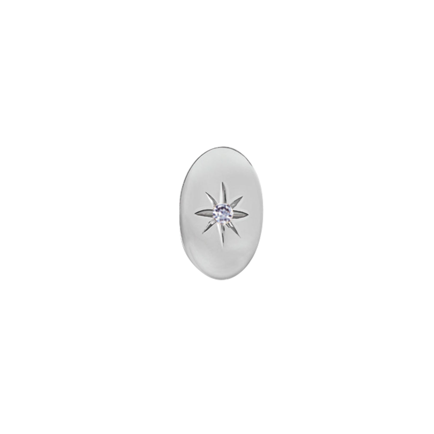 Polished Oval Starburst Tie Tack with Diamond