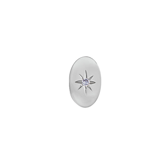 Polished Oval Starburst Tie Tack with Diamond