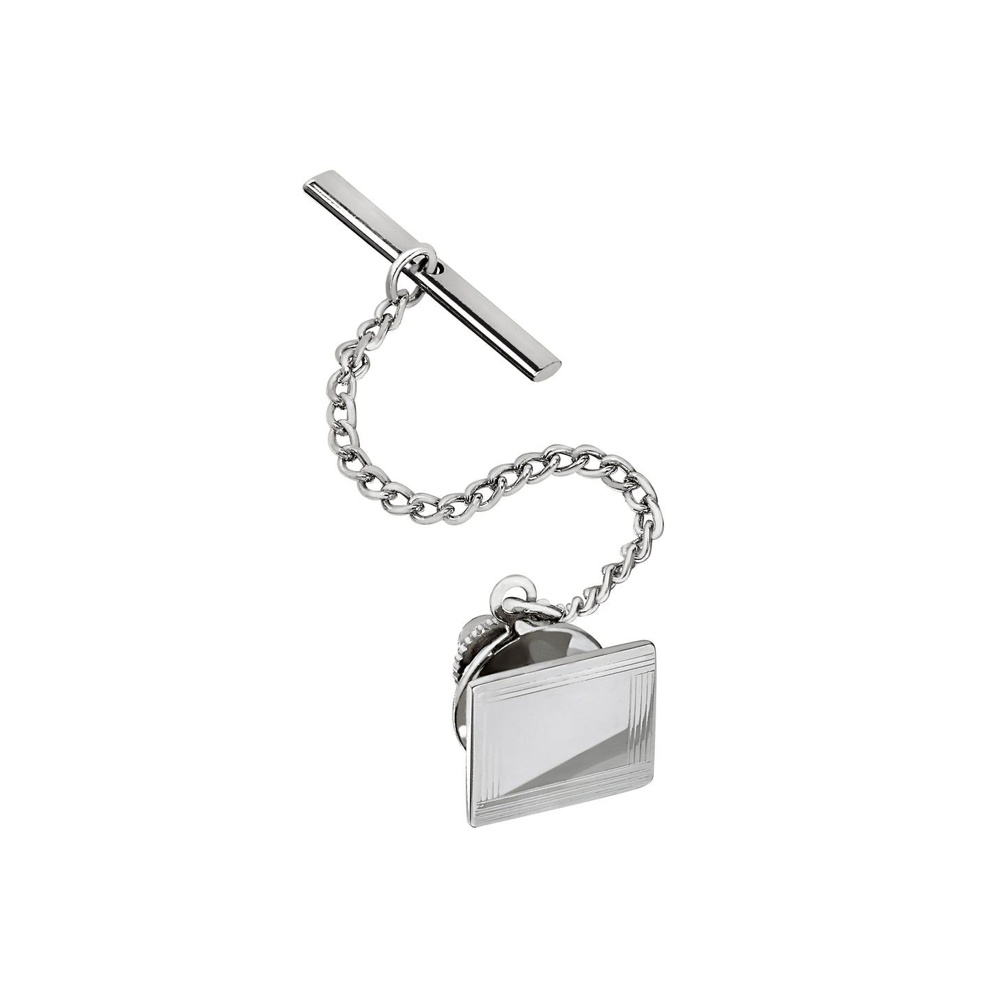 Polished Rectangle Tie Tack with Lined Border