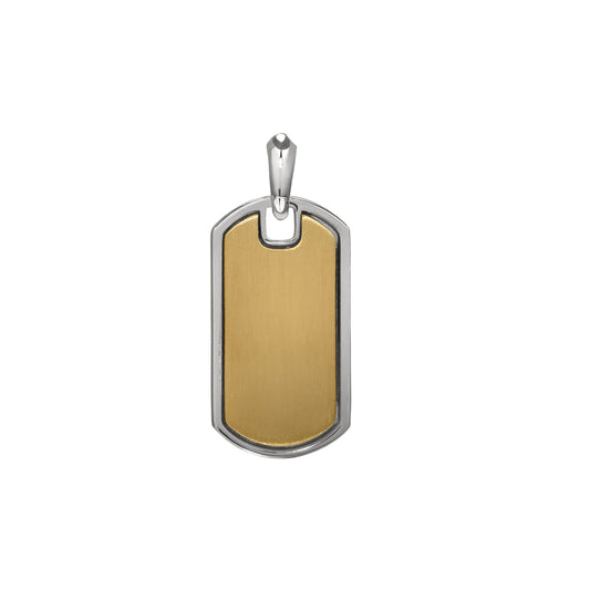 Two Tone Dog Tag Pendant Charm   (SCM-001-G-RH)