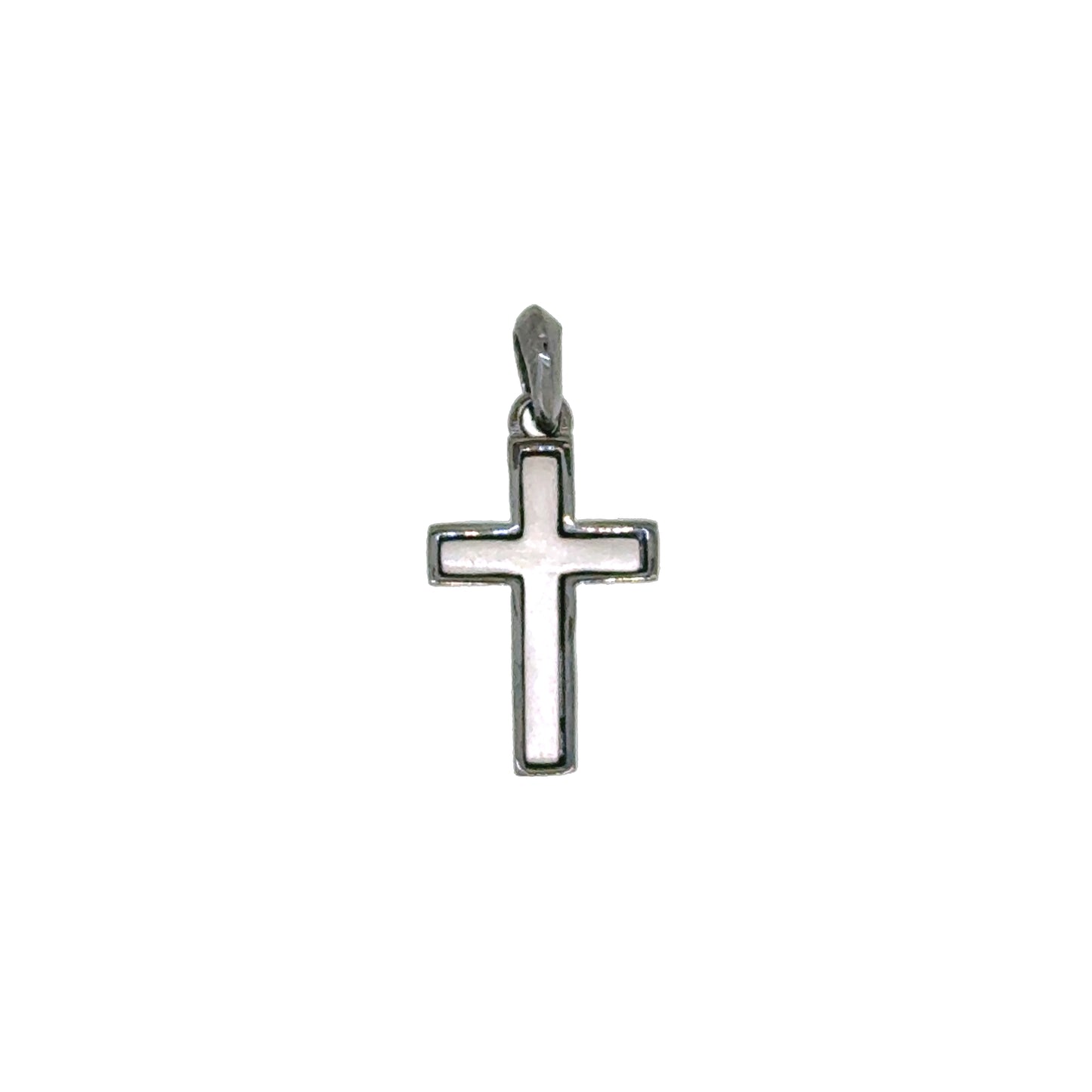 Two Tone Satin Center Cross Pendant Charm   (SCM-003-RH-BK)