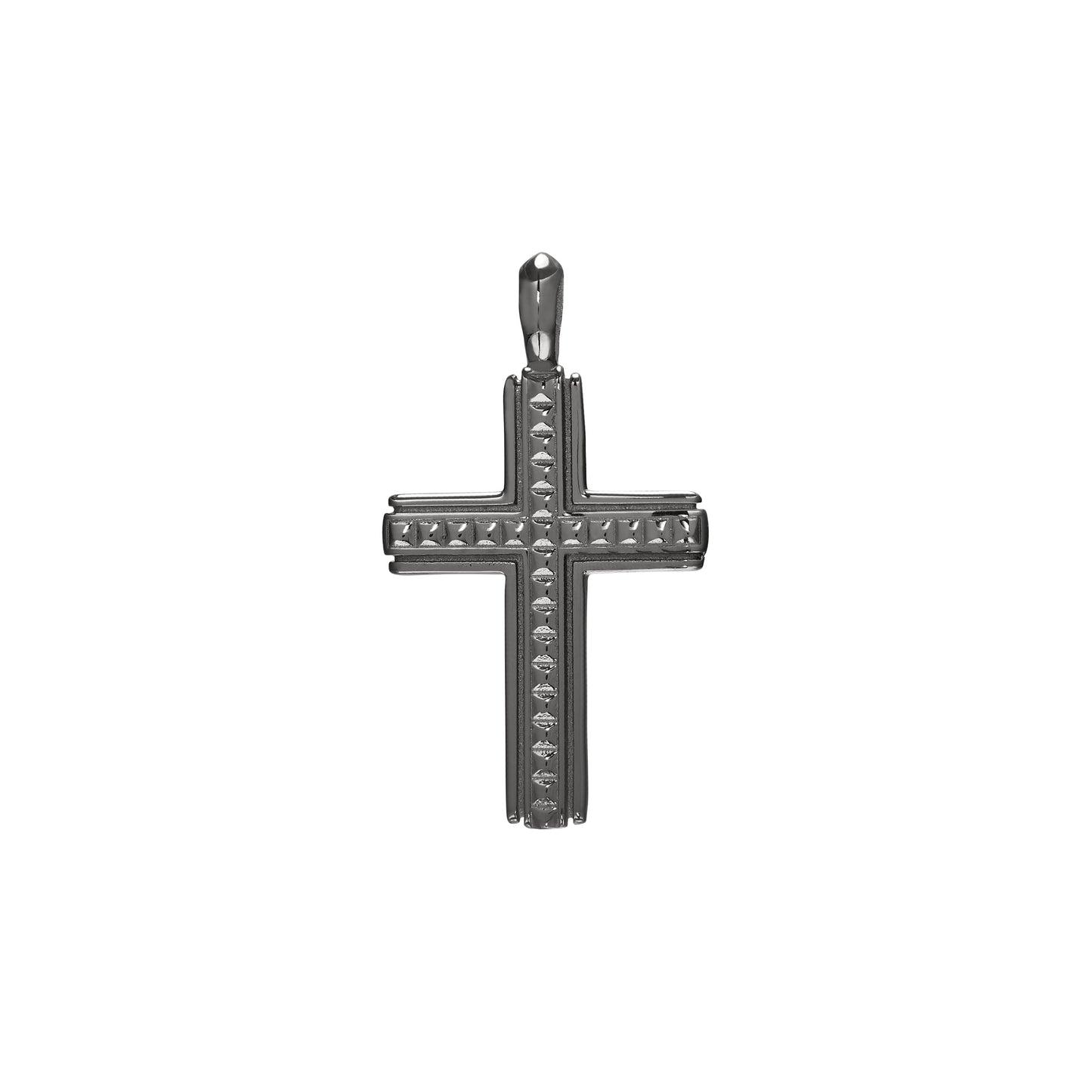 Studded Center Cross Pendant Charm   (SCM-006-BK)