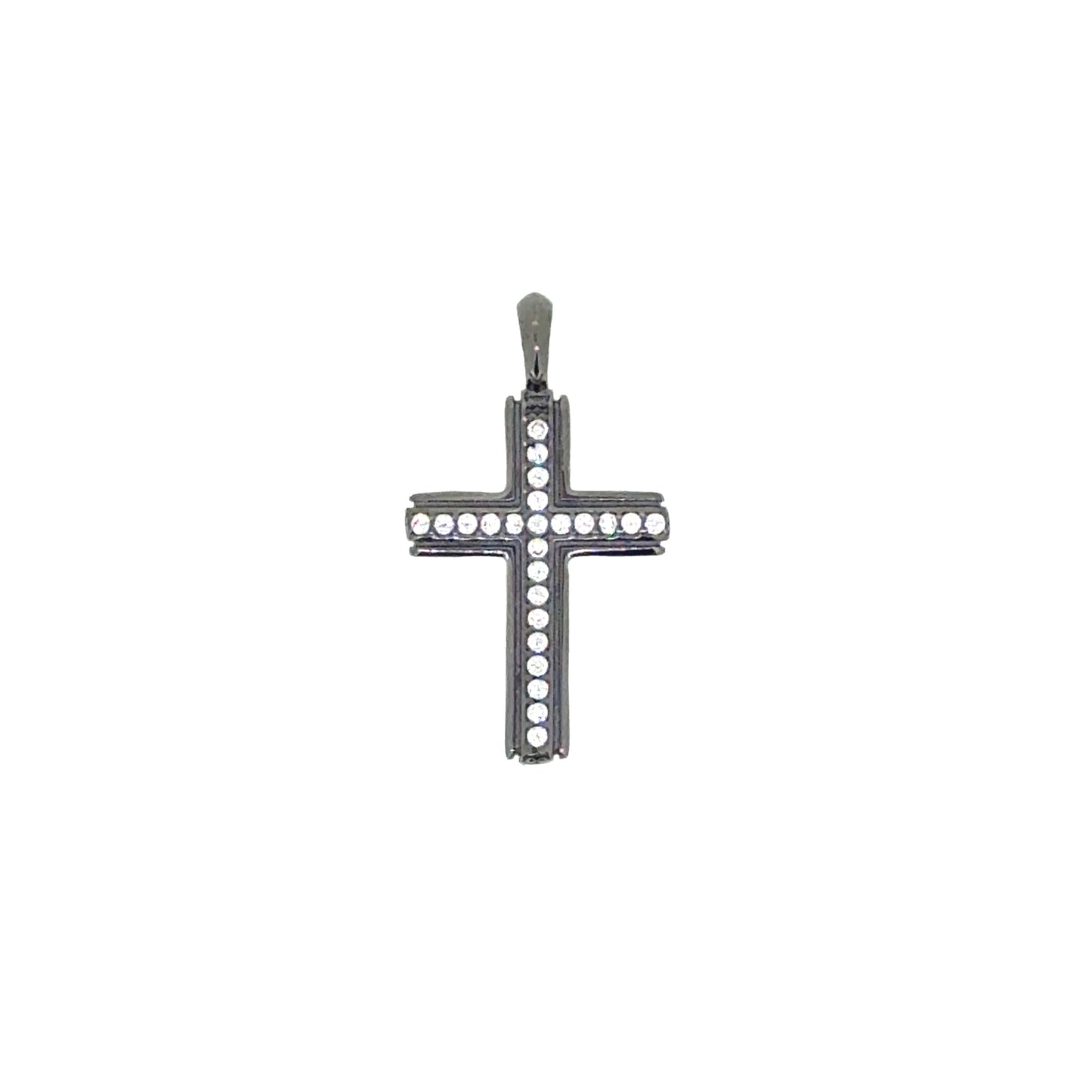 Cross Pendant Charm with Center Stone Channel   (SCM-007-BK)