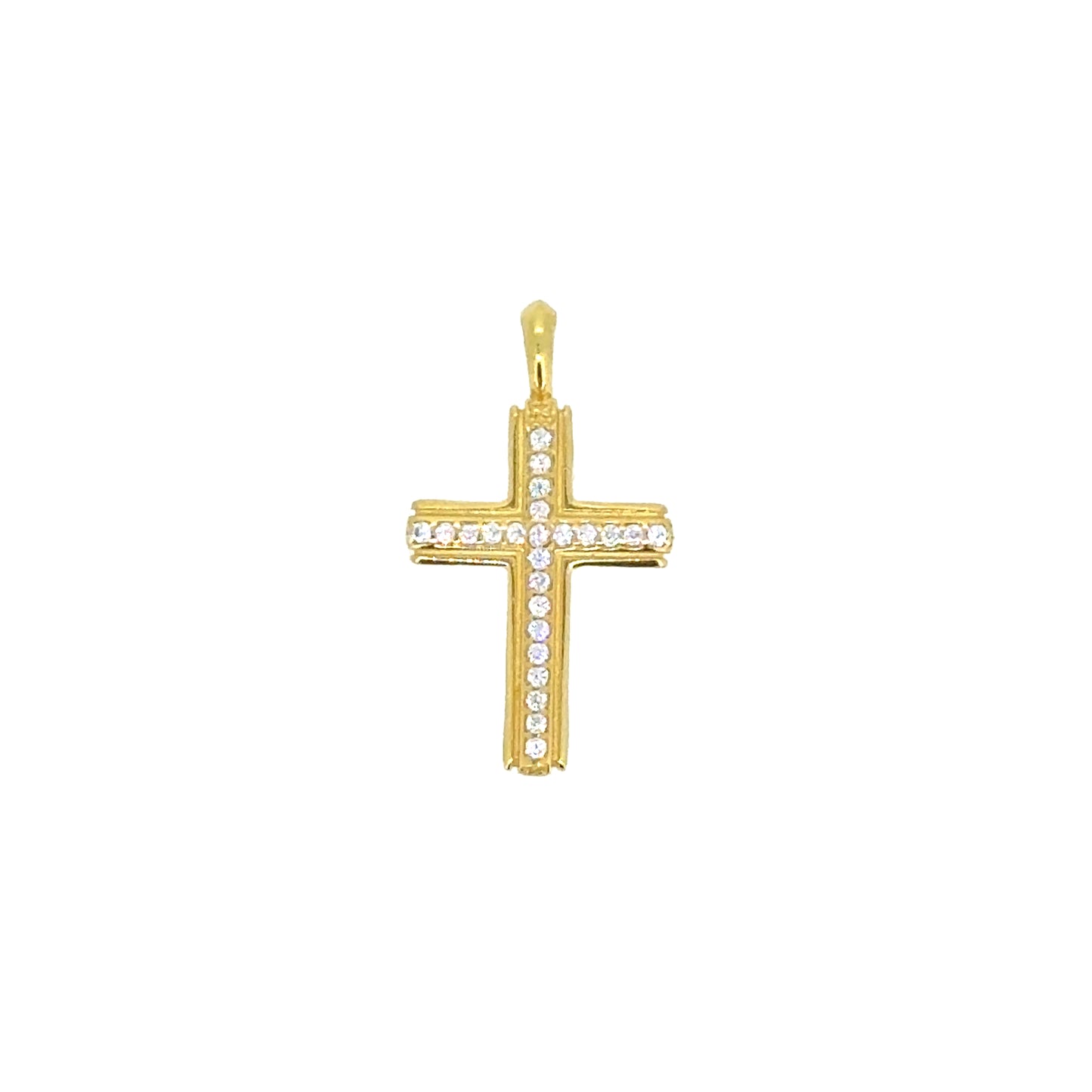 Cross Pendant Charm with Center Stone Channel   (SCM-007-G)