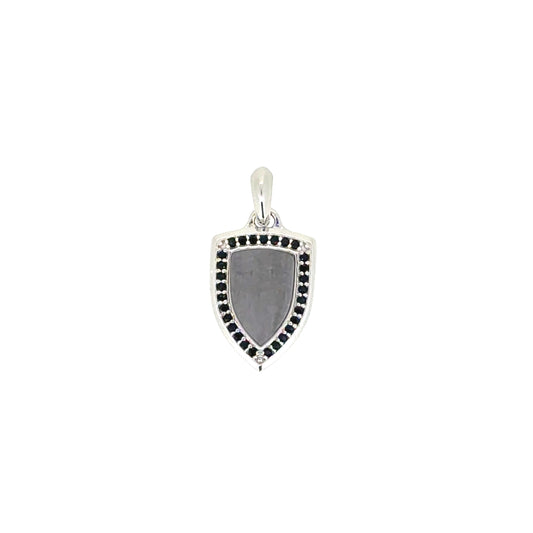 Shield Pendant Charm with Black Stone Halo   (SCM-008-BK)