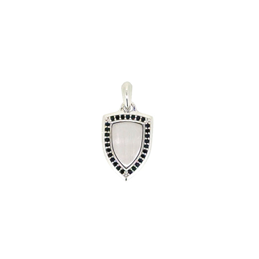 Shield Pendant Charm with Black Stone Halo   (SCM-008-RH)