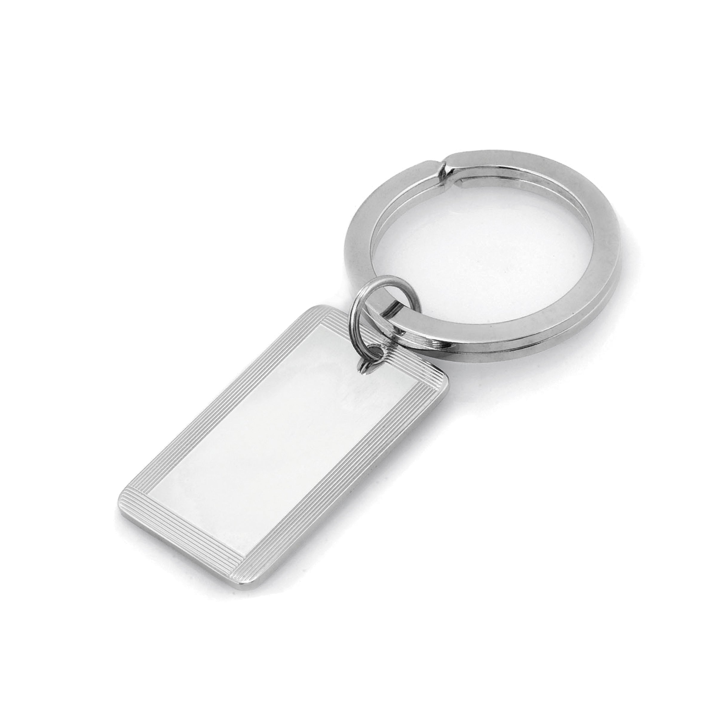 Key Round With Ridges Polished Rectangle Key Ring with Lined Border (SKC-753) – Kelly Waters Inc.