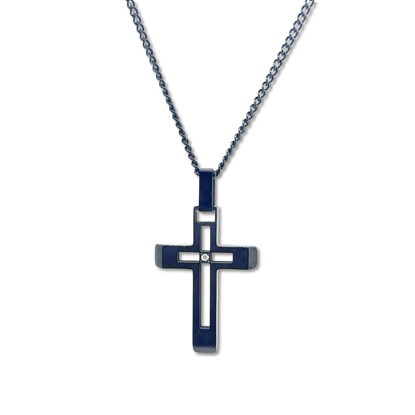 Hollow Center Cross with Diamond Accent   (TCR-117)
